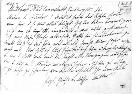 Letzter Brief von Clara Hirsch an ihre Angehörigen.